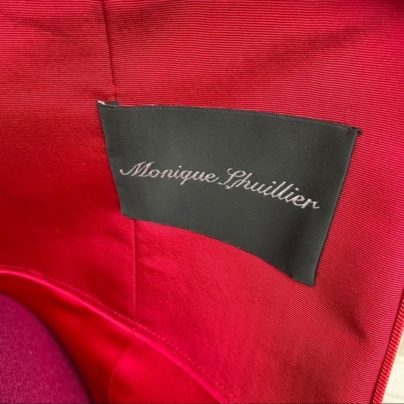 Monique Lihuillier Red 100% Silk High Waist Pencil Skirt Size 8 - Picture 2 of 9